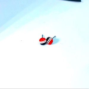 Red Black And White Minimalist Stud Earrings